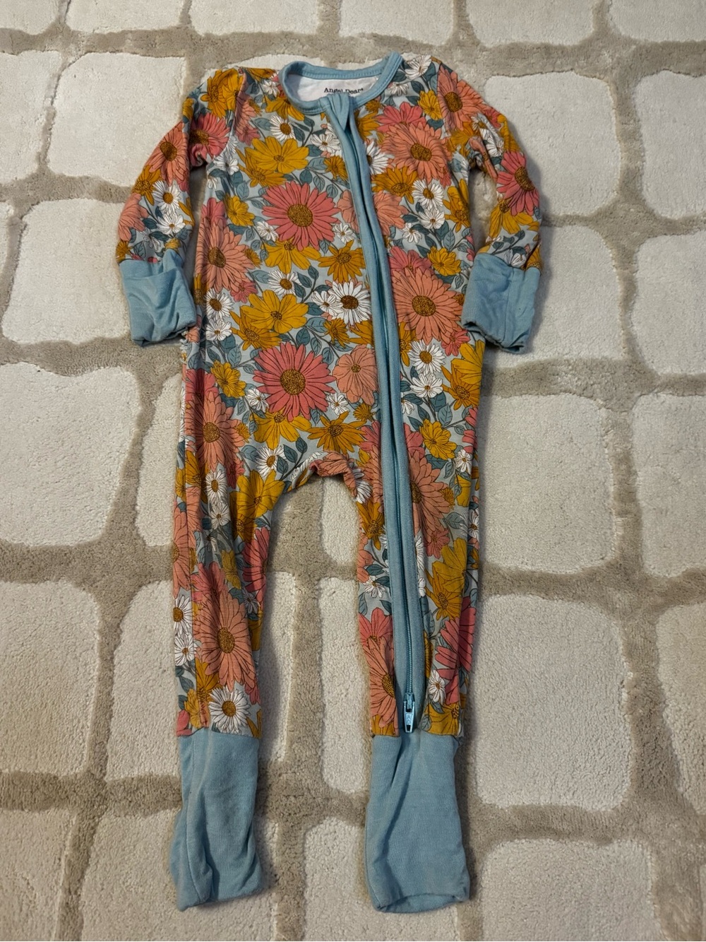 Angel Dear 3-6 mos Floral Footie Baby One-Piece PJs. Convertible hands and feet